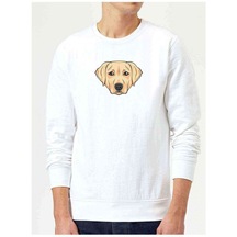 Dog Head Köpek Baskılı Beyaz Erkek Örme Sweatshirt (534644415)