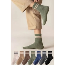 Bgk 7 Çift Unisex Çizgili Desenli Uzun Çorap Çok Renkli
