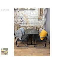 Metal Sedir Takımı Cafe Restoran Lokanta Çay Bahçesi Bistro Açık Ahşap