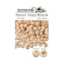 Naturel Ahşap Boncuk 14mm 150 Li 1 Paket Ham Boyanabilir Ahşap Yuvarlak Doğal Boncuklar Takı Tasarım Ektinlik Kreş Okul