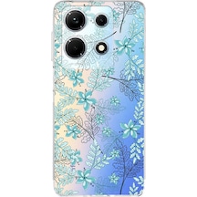 İnfinix Note 30 5g Uyumlu Kamera Korumalı Floral Su Yeşili Tasarımlı Şeffaf Silikon Kılıf