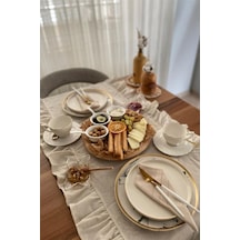 Naturel Fırfırlı Runner Vintage Krem