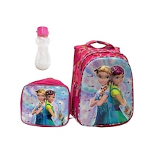 Frozen Elsa Anna Ortopedik 3 Gözlü Okul Çantası - Beslenmeli Okul Çantası - Suluk Hediye