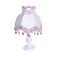 Lulu Broş Dekorlu Abajur Beyaz  Pudra Beyaz