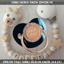 Sahi Aksesuar İsimli Emzik Zinciri Ve İsimli Silikon Emzik 0-6 Ay Bezyı444 Krem - Kahverengi