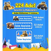 İş Makineleri Temalı Okul Kreş Kişiye Özel İsim Etiket Seti - Model 550 Çok Renkli