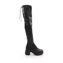 Dgn 2100 Kadin Strech Knee High Topuklu Çizme Siyah