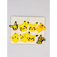 Pokemon Pikachu Jibbitz Terlik Süsü 8 Adet Hediyelik Aksesuar Çok Renkli