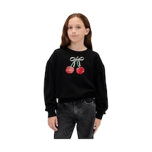 Gap Kız Çocuk Relaxed Flippy-sequin Grafikli Sweatshirt-11422 Siyah
