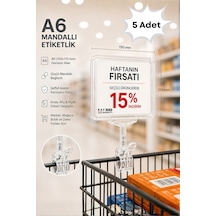 5 Adet - A6 Fiyatlık Mandallı Etiketlik Sepet Raf Askılık Fiyat Etiketi Çerçeveli Market Mağaza Şeffaf