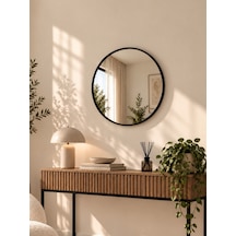 Siyah Çerçeveli Metal Yuvarlak Ayna 60 cm
