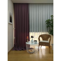 Evdepo Home Keten Mürdüm Fon Perde Tek Kanat Mürdüm