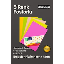 5 Renk Fosforlu A4 Fotokopi Kağıdı 100'lü Yüksek Kalite