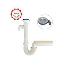 Koku Önleyici Lavabo Ve Evye Sifonu, Süzgeçli, Çamaşır Bulaşık Makinesi Bağlanabilir, Kolay Uygulanır