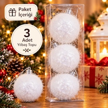 3'lü Lüks Yılbaşı Ağacı Top Süsü Seti 8 Cm - İp Dokulu & Işıltılı Süsleme Topları Beyaz, Gold, Gümüş, Kırmızı - 9045052377718 Diğer