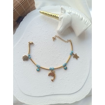 Yunuslu Firuze Taşlı Bileklik Altın