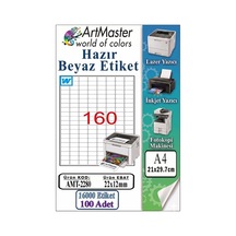 A4 Hazır Beyaz Etiket 22x12mm 100 Sayfa 1 Paket 160 Lı Kendinden Yapışkanlı Fotokopi Lazer İnkjet Kağıdı Yazıcılar İçin