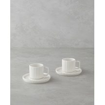 English Home Lunara Porselen 4 Parça 2 Kişilik Kahve Fincan Takımı 90 Ml Beyaz Beyaz