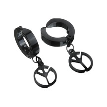 Barış Sembolü Siyah Erkek Küpe Çelik Takı Aksesuar P24 T5 Çelik