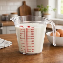 Dereceli Ölçü Kabı 1000 Ml Hacminde 10 Aralıklı Sert Plastik Ölçü Kabı 1l 1, 1000 Ml Aqua - Siyah