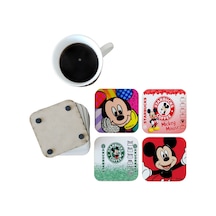 Mickey Mouse Dekoratif Ahşap Bardak Altlığı Seti 087 Çok Renkli