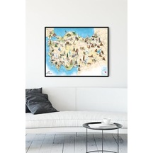 Pster13729 Türkiye Haritası Eğitim Çerçeveli Tablo 3 40x50cm