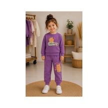 Pitipam Kız Çocuk Capybara Baskılı İkili Takım Mor