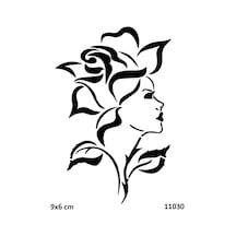 Airbrush Tattoo Gül Saçlı Kadın Yapışkanlı Stencil Süsleme Ve Boyama Kalıbı