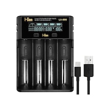 I-gen Batteries Lii-800 Akıllı Li-ion Pil Şarj Cihazı, Type-c Girişli, Lcd Ekranlı, 4 Slot Şarj, Li-ion & Ni-mh Uyumlu 18650/21700 / Aa/aaa