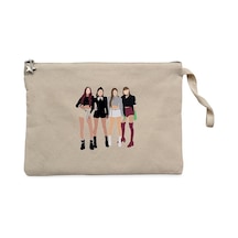 Blackpink Digital Krem Clutch Astarlı Cüzdan / El Çantası Krem