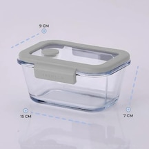 Glace Vakumlu Cam Saklama Kabı 460 Ml Gri