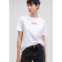 Mavi Kadın Mavı Logo Tshırt Beyaz 1611594-620 Beyaz