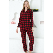 Alimer Kadın Kımızı U Kol Likralı Kışlık Pijama Takım Edy2770uk-k Kırmızı