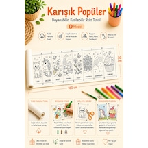 Boyanabilir Kesilebilir Rulo Tuval Karışık Popüler 8 Model Çocuk Boyama Seti 160x30 Cm