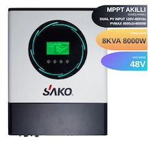 Sako 8KVA 8KW 8000 WATT TAM SİNÜS AKILLI H.V. DUAL 90-450Vdc MPPT İNVERTER 48Vdc-220Vac İNVERTÖR