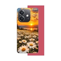 Oppo A3 Uyumlu Papatya Tarlasında Gün Batımı Baskılı Silikon Kılıf Renkli