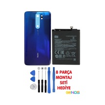 Xiaomi Redmi Note 8 Pro Arka Cam Kapak Batarya Pil Kapağı Mavi + Pil Batarya Bm4j + Montaj Set