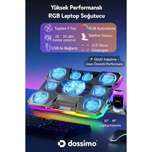 Nitro Rgb Işıklı 9 Fanlı Lcd Göstergeli 2 Usb Girişli Yükselebilen Notebook Soğutucu S24