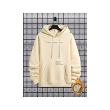Medinenur Newyorkcıty Baskılı 2 İplik İçi Pamuklu Sweatshirt Bej