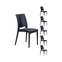 6 Adet Rattan Antrasit Sandalye / Balkon-Bahçe-Teras Antrasit