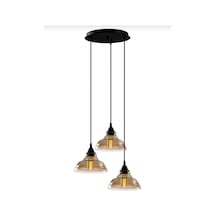 Mylights Vintage Retro Rustik Üçlü Yuvarlak Bal Camlı Avize