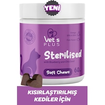 Vet's Plus Sterilised Çiğnenebilir Tablet 60'lı Kısır Kediler İçin Yaban Mersinli Urinary Destek