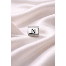 N Harf Charm Çelik Bileklik Aksesuarı Kişiye Özel Harf Modülü Minimal &amp Şık Tasarım - Özel Seri Youtk0000047 Gümüş