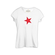Türk Bayrağı - Bayrak Yıldız Beyaz Kadın Tshirt 001
