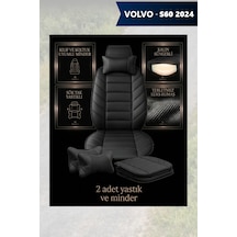 Volvo S60 2024 Uyumlu Lüks Siyah Renk Premium 2 Adet Minder Ve Yastık