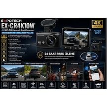 Expotech Ex-cr4k10w 4k Wifi Çift Kameralı Araç Kamerası 3.16 Ekran Ön 4k Arka 1080p 24 Saat Park Izleme