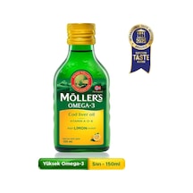 Möller's Omega 3 Limon Aromalı 150 Ml Saf Morina Balığı Yağı, Ifos Onaylı, Dha, Epa, A D E Vitamini. Çocuklar Ve Yetişkinler İçin Doğal Omega-3