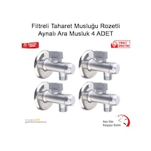 Filtreli Taharet Musluğu Rozetli Aynalı Ara Musluk 4 Adet Gri