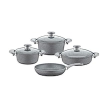 Oms 3005 Granit 7 Parça Tencere Seti Gri