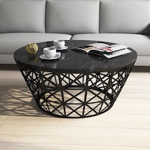 Variant Stil Metal Mermer Desenli Orta Sehpa - Siyah Mermer
